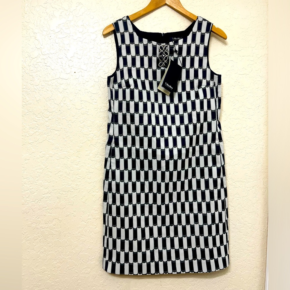 Max Mara Pearl grey cylinders pattern dress size 6